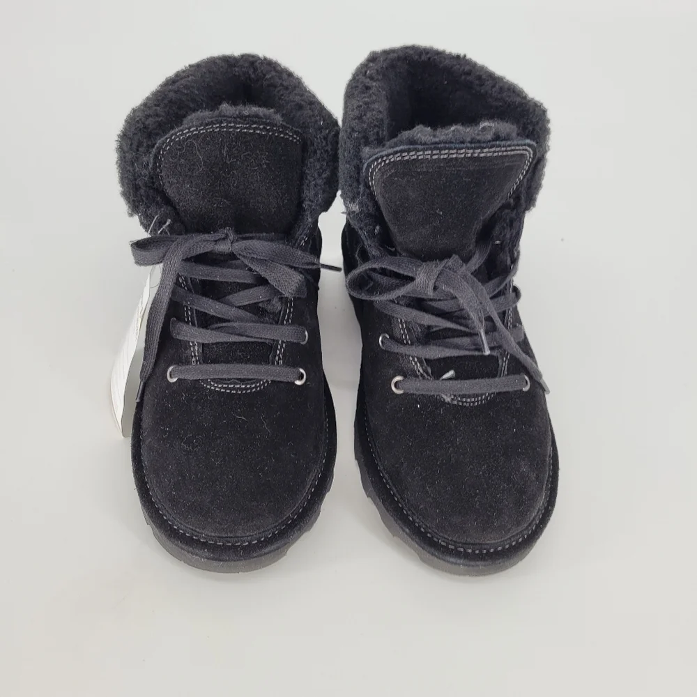 BEARPAW big kids sherpa black booties boots size 5 could fit womens 7
